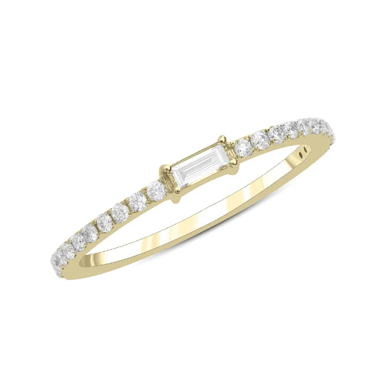 Stylish Engagement Ring-Baguette Diamond Stack Ring