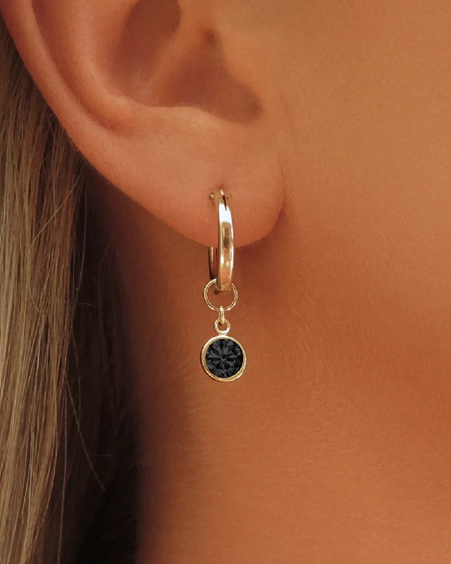 Modern Earrings for Teens-Black CZ Thick Hoop Earrings  - 14k Yellow Gold Fill