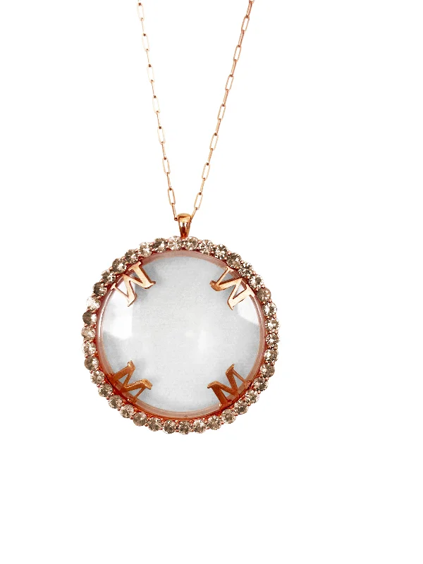 Fashionable Beaded Necklace-Magnifique Necklace Rose Gold with Champagne Diamond