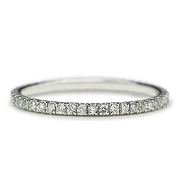 Vintage Silver Ring-Odo Half Eternity Diamond Band