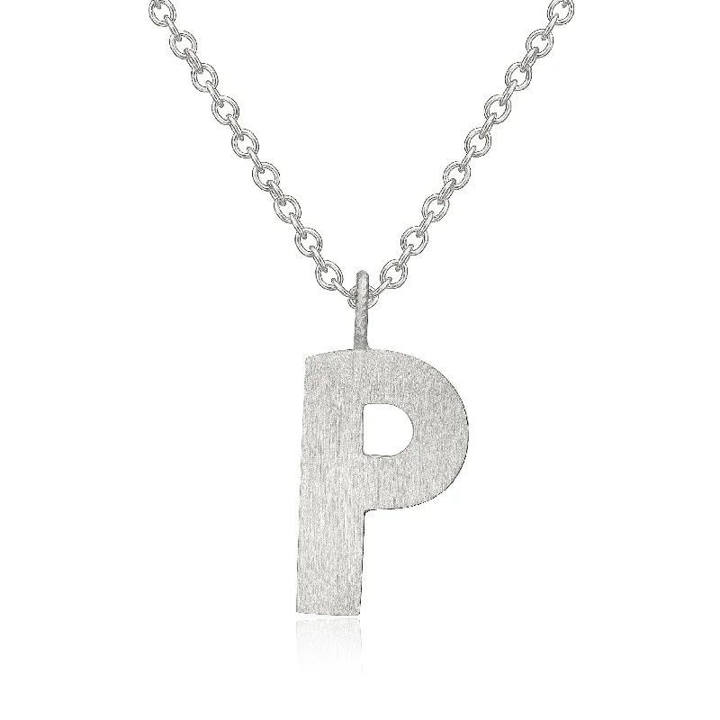 Unique Silver Necklace-Letter P Silver Necklace