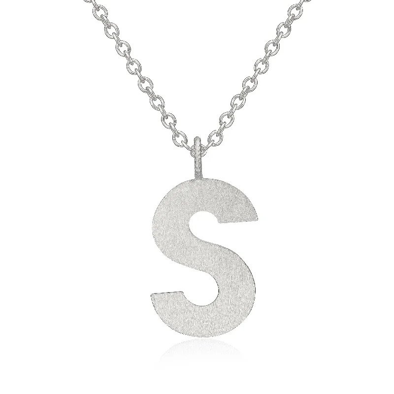 Luxury Pearl Necklace-Letter S Silver Necklace