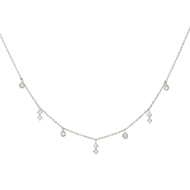 Sparkling Sapphire Necklace-Enchanting 18K White Gold Necklace w. Diamonds