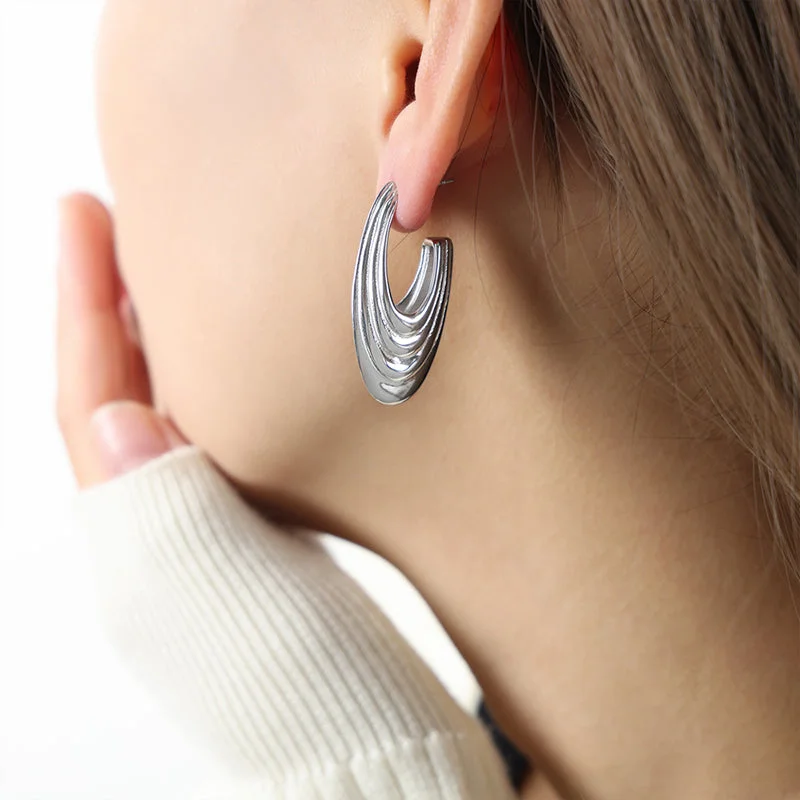 F1048-Steel Earrings/1 Pair