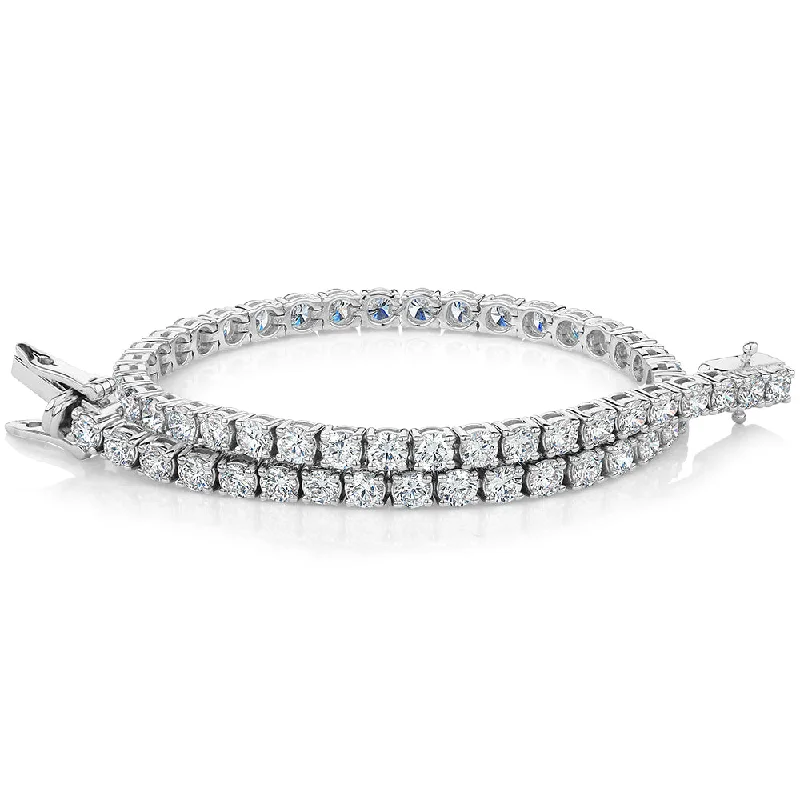 Adjustable Friendship Bracelet-Premium Lab-Grown Diamond, 5 carat TW round brilliant tennis bracelet in 14 carat white gold