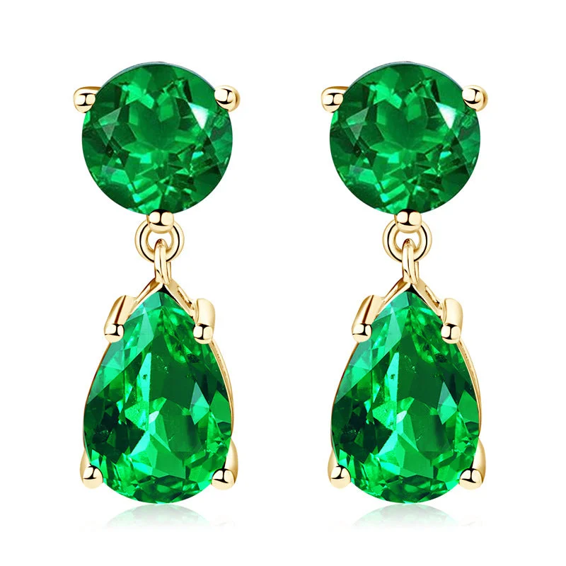 Elegant Bridal Earrings-Emerald Teardrop Earrings | S925