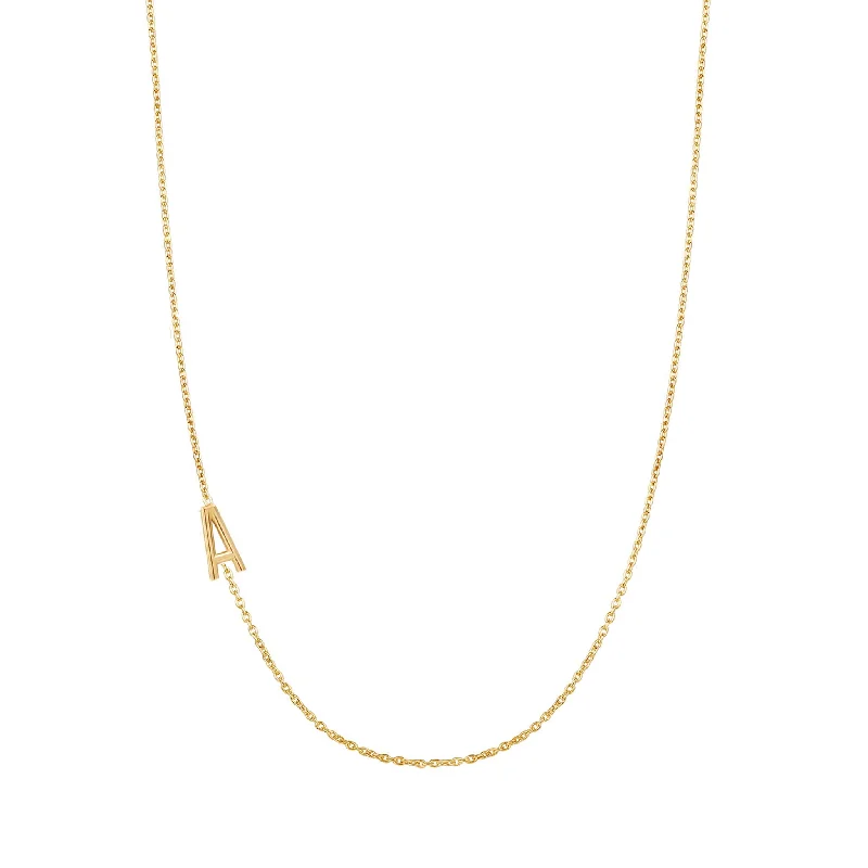 Trendy Necklace for Special Occasions-Asymmetrical Initial with Tiny Diamond Necklace