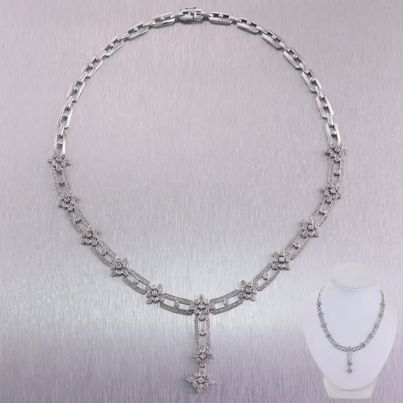 Elegant Heart Necklace-14k White Gold 2.50ctw Diamond 16" Bridal Necklace