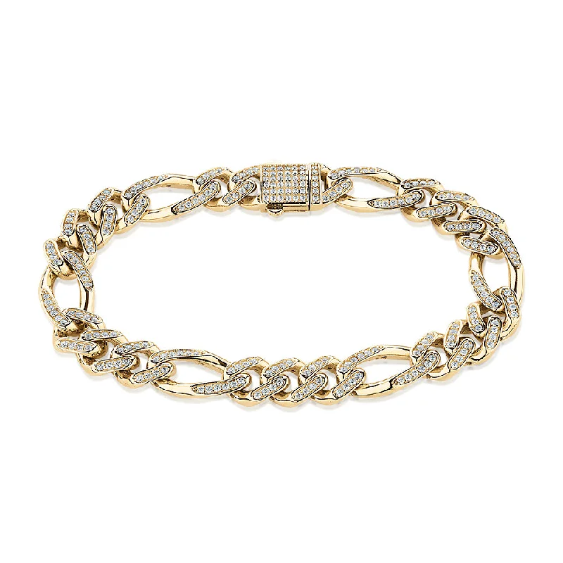 Simple Gold Bracelet-Round Brilliant bracelet with diamond simulants in 10 carat yellow gold