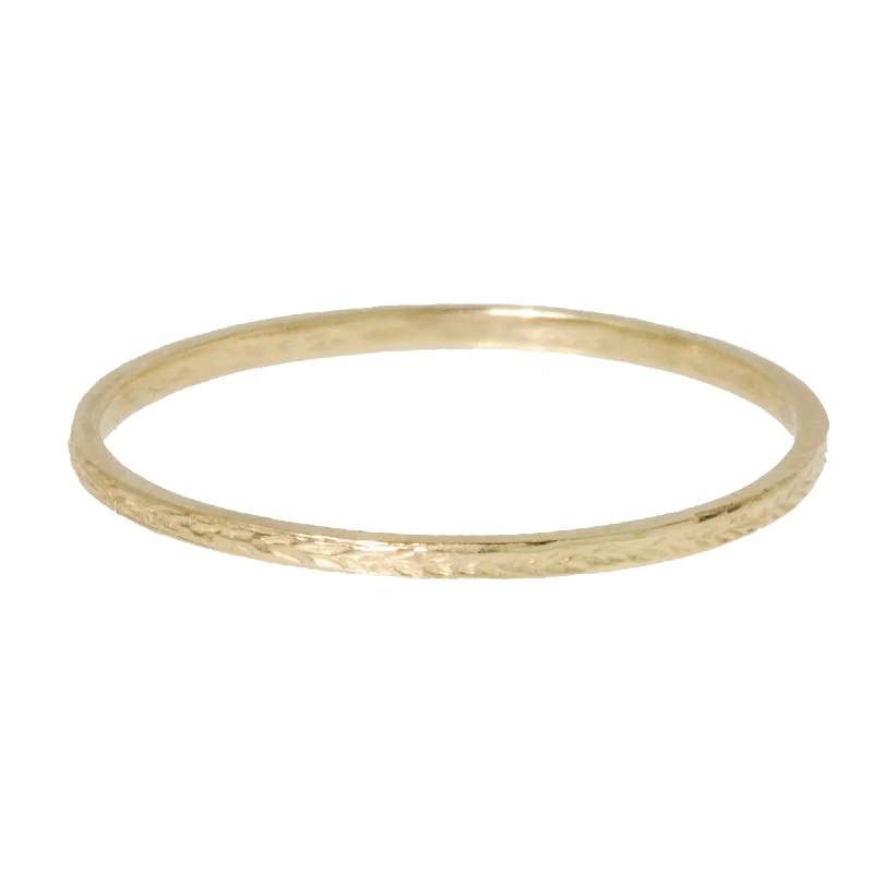 Luxury Gold Wedding Ring-Tiny Engraved Stacking Band