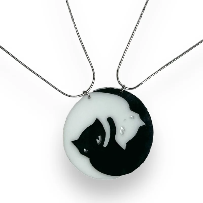 Unique Chain Necklace-Last Chance! Emily The Strange® Yin Yang Cat BFF Necklace set of two