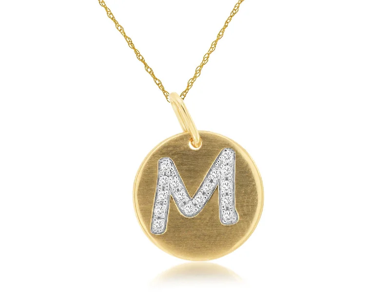 Beautiful Sapphire Necklace-Diamond M Disc Pendant