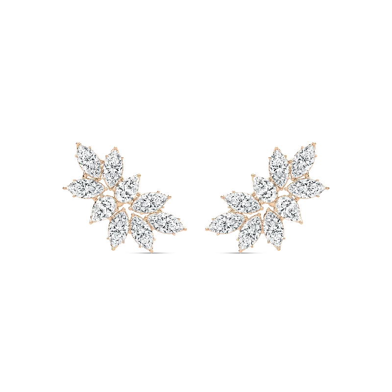 Simple Hoop Earrings-Marquise Cluster Leaf Stud Earrings