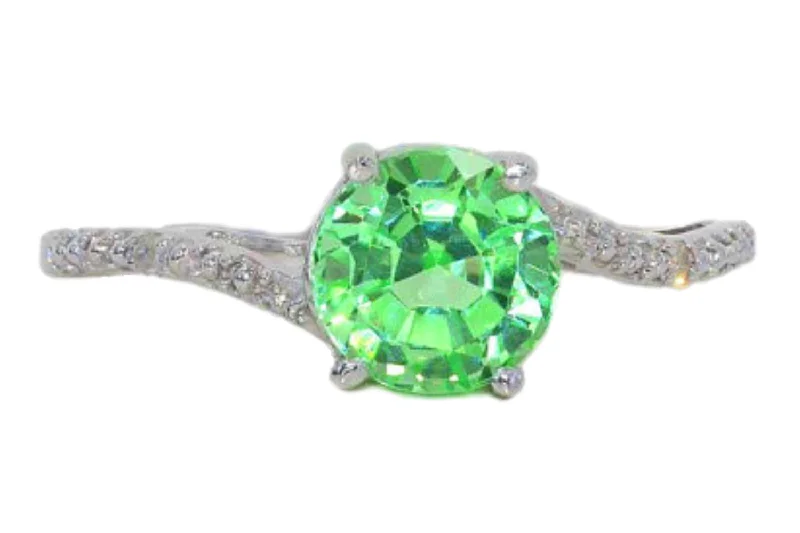 Rose Gold Wedding Ring-1.5 Ct Green Sapphire & Diamond Round Ring .925 Sterling Silver