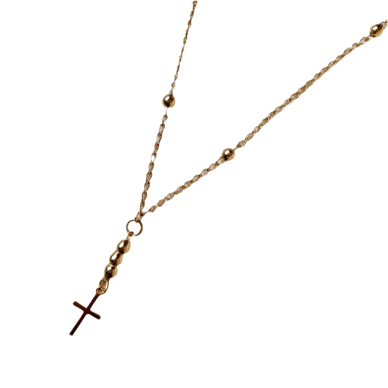 Vintage Gold Necklace-Audrey Gold Filled Simple Cross Necklace