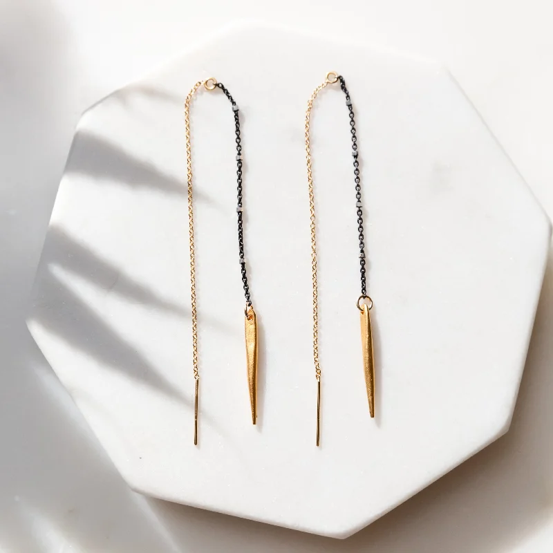 Small Gold Hoop Earrings-Spike Threader