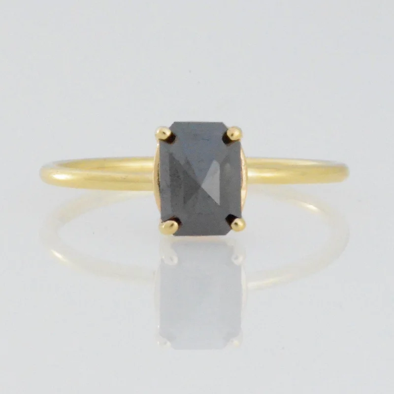 Personalized Wedding Ring-14Kt Gold 0.86 Ct Natural Rose Cut Black Diamond Ring