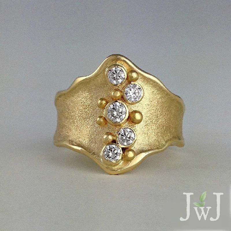 Birthstone Wedding Ring-Shield Ring