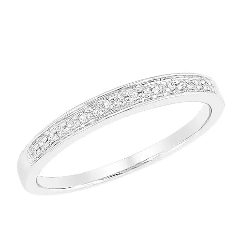 Stackable Rings for Women-Sterling Silver 0.10CTW DIAMOND BAND