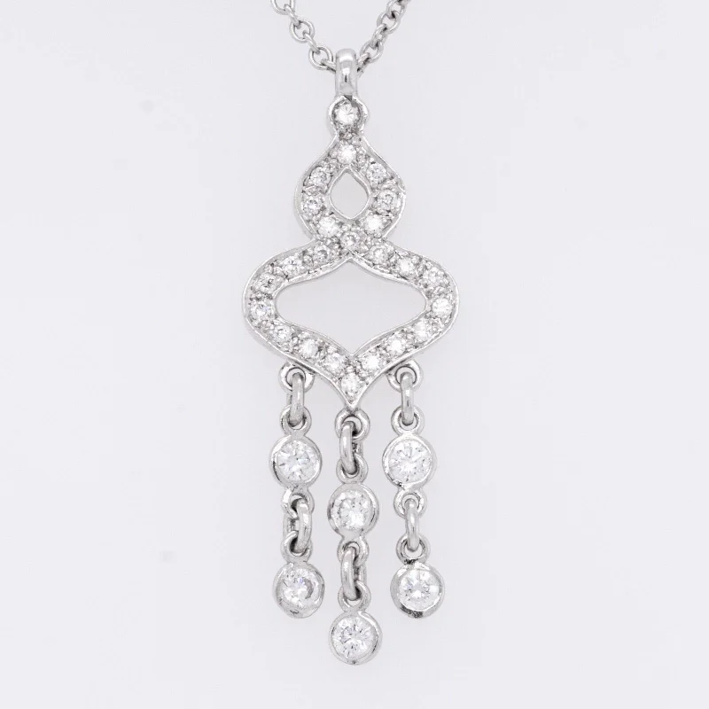 High-Quality Gemstone Necklace-18k White Gold Diamond Chandelier Dangling Pendant Necklace 0.90ctw G VS2 15.5"