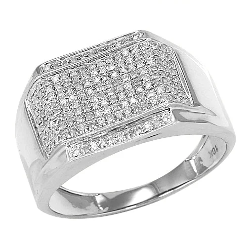 Sparkling Gold Engagement Ring-10KW 0.40CTW MICROPAVE DIAMOND MENS RING