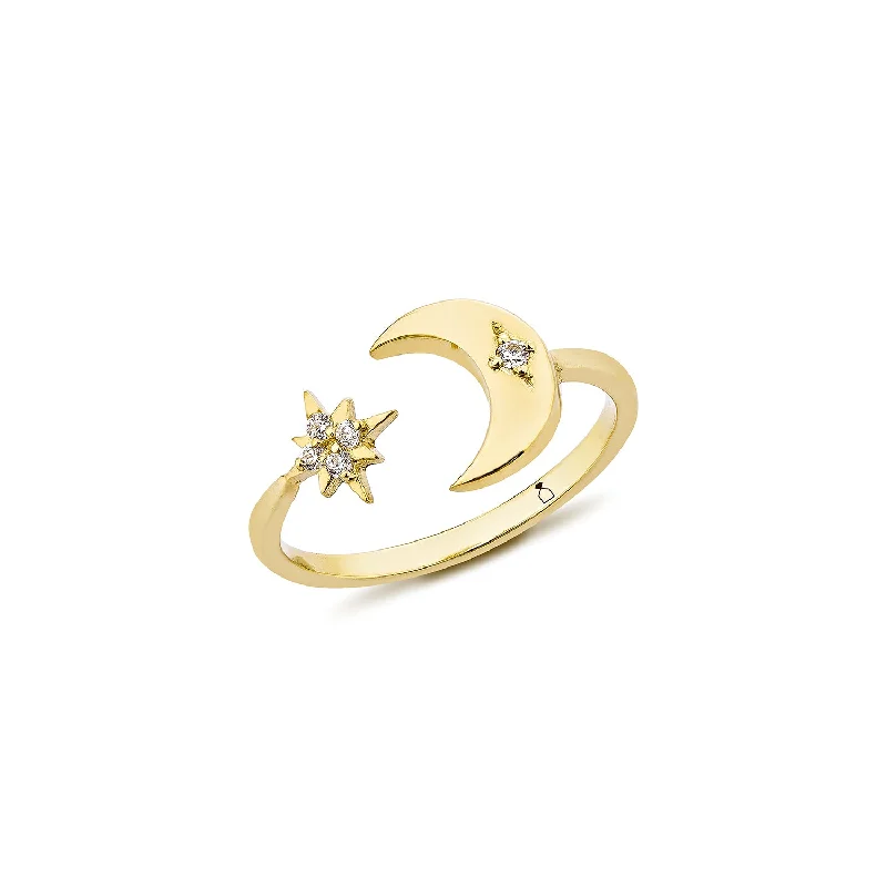 Customizable Engagement Ring-Selene & Star Ring - Gold