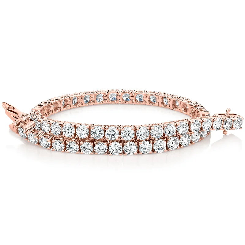 Custom Engraved Silver Bracelet-Premium Lab-Grown Diamond, 7 carat TW round brilliant tennis bracelet in 18 carat rose gold