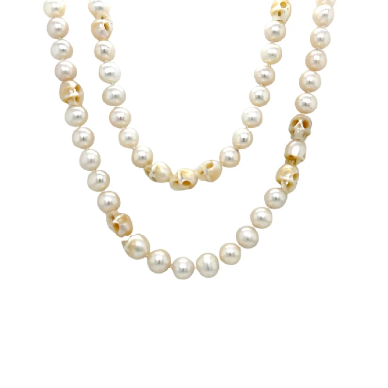 Casual Necklace for Women-Maura Green X Worthmore Jewelers Skull Pearl Strand