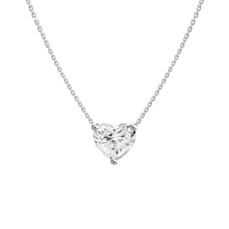 Designer Necklace for Evening-0.30ct Floating Diamond Solitaire Heart Necklace