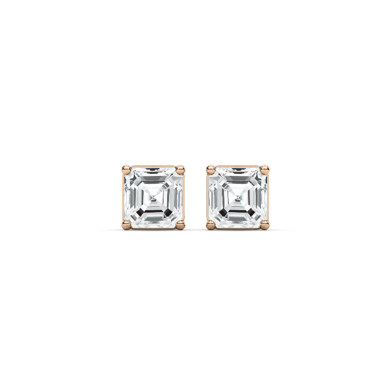 Custom Birthstone Earrings-Square Emerald Cut Stud Earrings