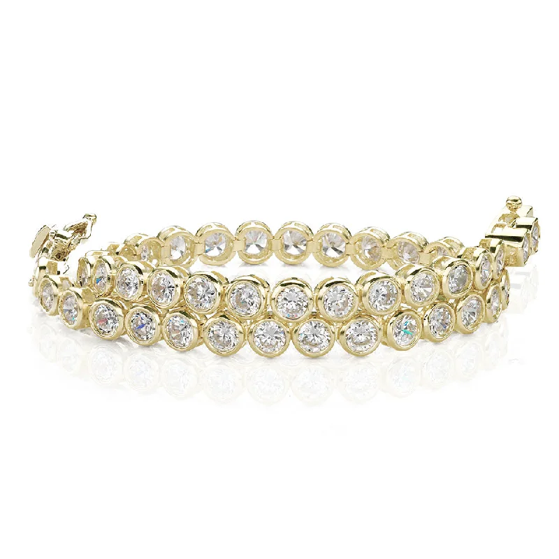 Elegant Rose Gold Wedding Bracelet-Round Brilliant tennis bracelet with 5.28 carats* of diamond simulants in 10 carat yellow gold