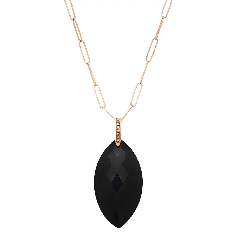 Gold Pendant Necklace-Natalia Necklace Rose Gold Black Onyx