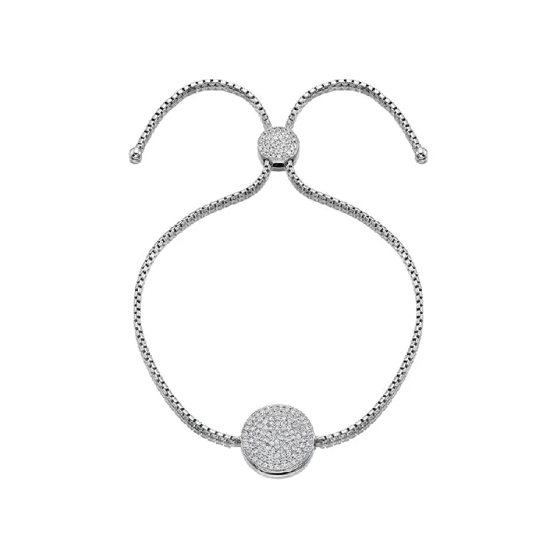 Personalized Charm Bracelet-Slider bracelet with 0.68 carats* of diamond simulants in sterling silver