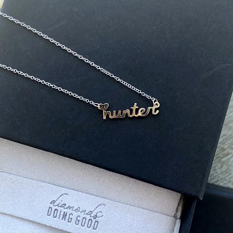 Women’s Layered Necklace-The Hunter Script Name Necklace