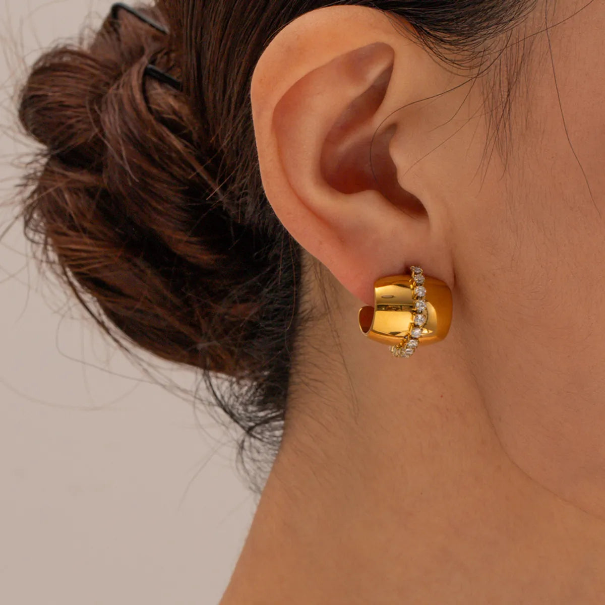 Trendy Earrings for Girls-1 Pair Ig Style Sweet C Shape Plating Stainless Steel 18k Gold Plated Ear Studs