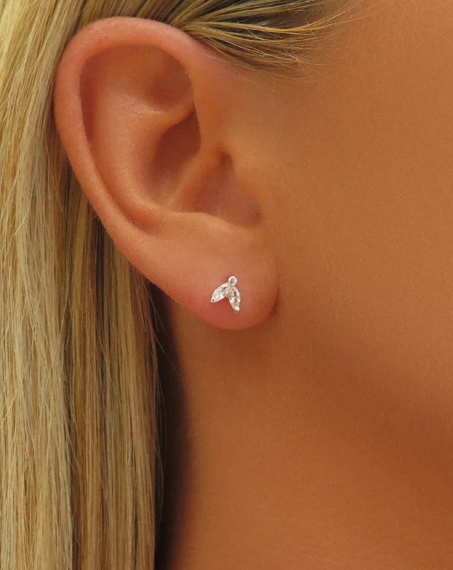 Party Earrings for Bridesmaids-CZ Double Marquise Stud Earrings  - Sterling Silver