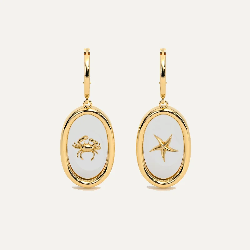 Colorful Drop Earrings-18K Gold Oval Resin Charm Earring