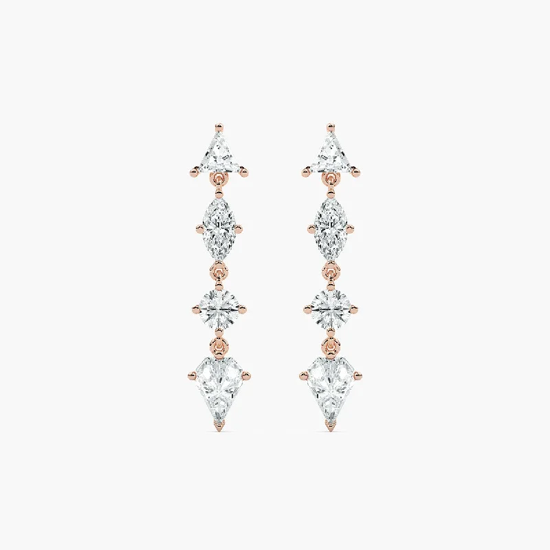 Fashionable Stud Earrings-Mixed Shape Lab Grown Diamond Dangle Earrings