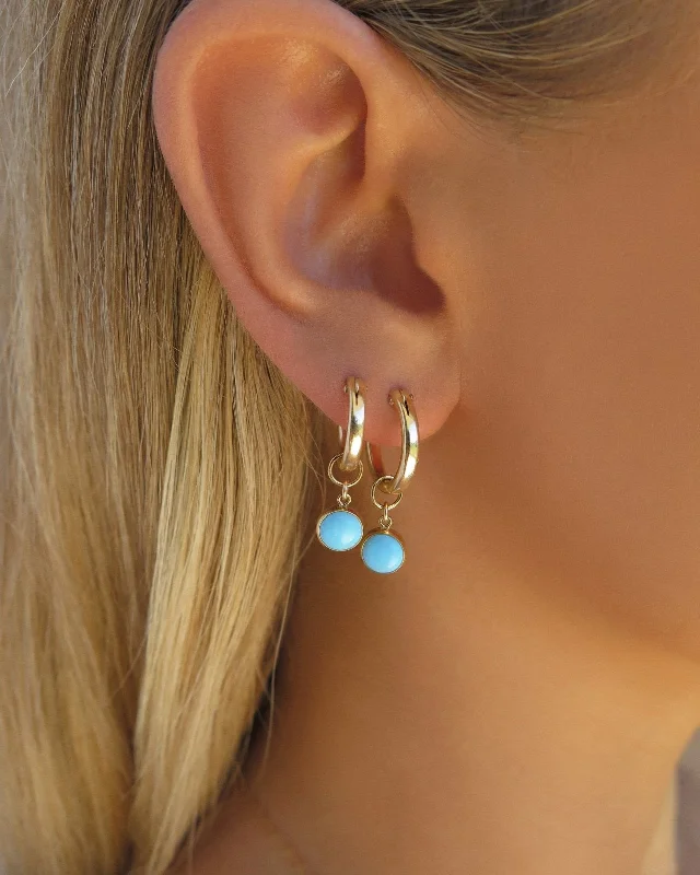 Large Stud Earrings-Turquoise Thick Hoop Earrings Set (10% Off)  - 14k Yellow Gold Fill