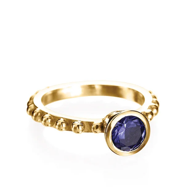 Gold Ring with Garnet-BOHEME SOLITAIRE AMETHYST RING