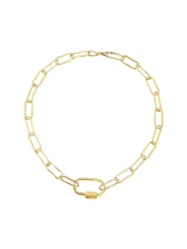 High-Quality Gemstone Necklace-Gold Carabiner Link Necklace