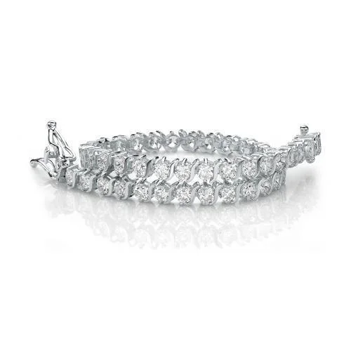 Men’s Adjustable Bracelet-Round Brilliant tennis bracelet with 5.94 carats* of diamond simulants in 10 carat white gold