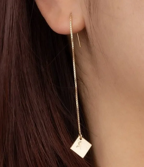 Gold Plated Earrings-Square Threader Earrings