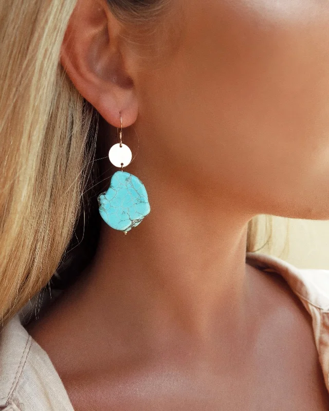 Customizable Wedding Earrings-Turquoise Coin Earrings