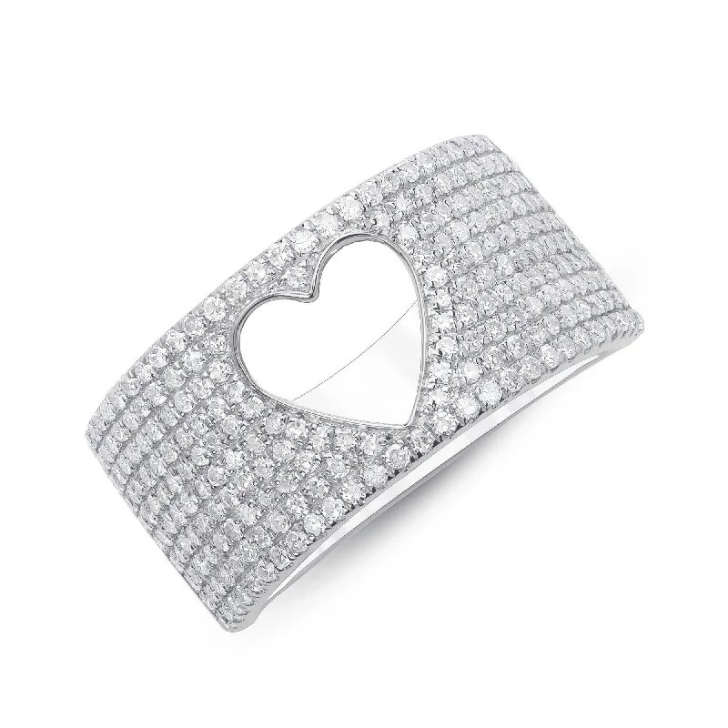 Stunning Platinum Engagement Ring-Diamond Heart Ring