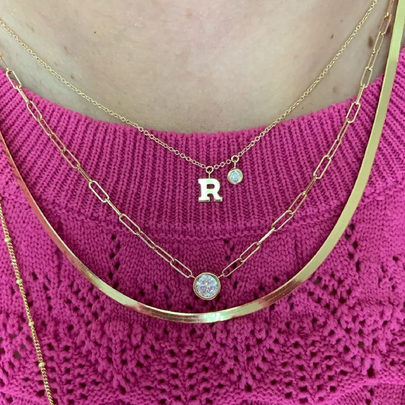 Personalized Birthstone Necklace-The Ella Initial Diamond Dangle Necklace