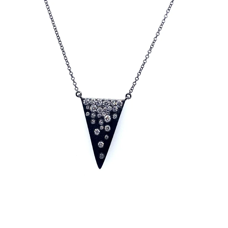 Customizable Silver Necklace-Diamond Confetti Triangular Necklace