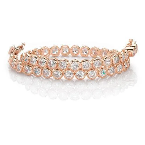 Vintage Beaded Bracelet-Round Brilliant tennis bracelet with 5.83 carats* of diamond simulants in 10 carat rose gold