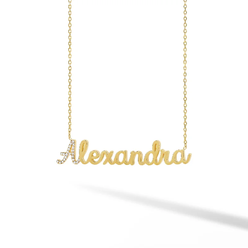 Custom Necklace with Gemstones-Diamond Accent Initial Name Necklace