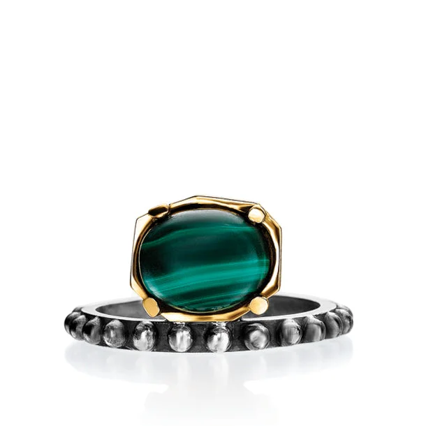 Unique Wedding Band with Diamonds-BOHEME DANA MALACHITE RING